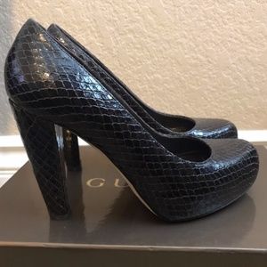 Loeffler Randall Brown Leather "Snakeskin Pattern" Platform Pumps Size 6.5